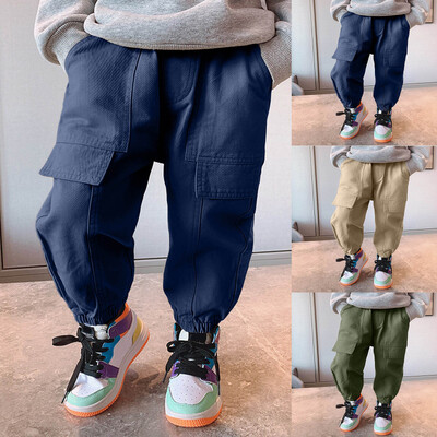 Baby Boy nadrág 10-12 méret öltöny Gyerekek Unisex Tavasz Nyár Solid Cool Pocket Street Stílusú Hip Hop nadrág Pantalones NiñA