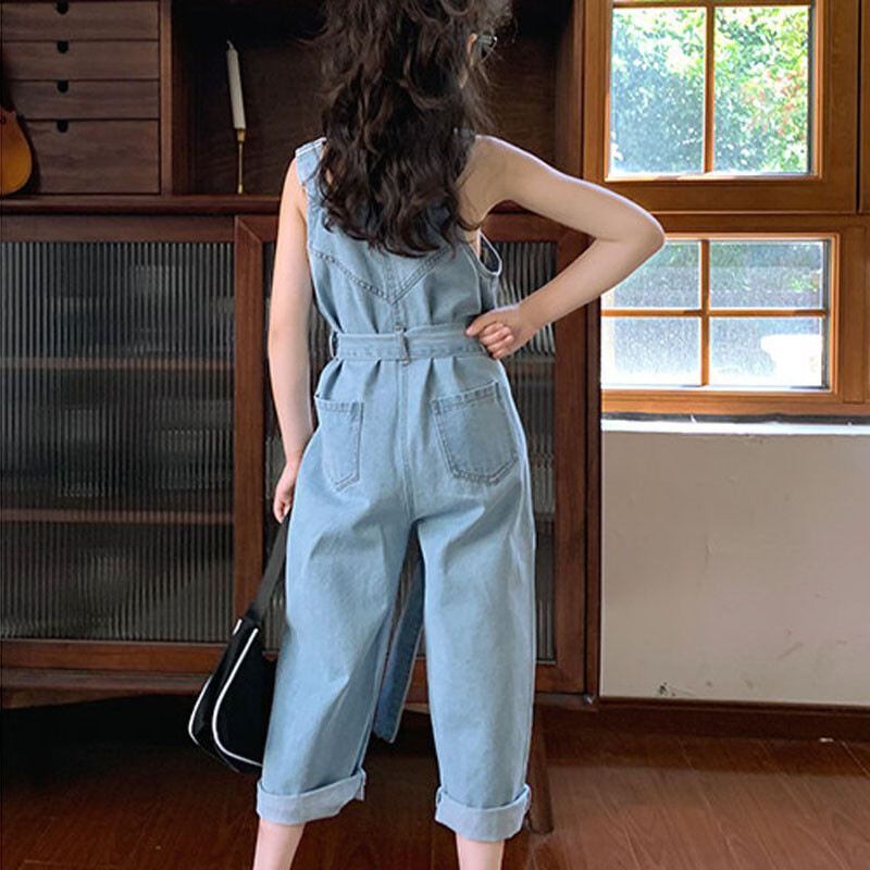 Τζιν για κορίτσια Cool Personality Jumpsuit σαλιάρα τζιν 2021 Ανοιξιάτικα καλοκαιρινά ρούχα Νέα ευρωπαϊκή αμερικανική μόδα παιδικά ρούχα