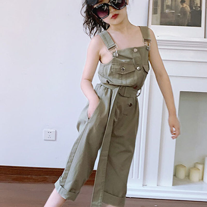 Τζιν για κορίτσια Cool Personality Jumpsuit σαλιάρα τζιν 2021 Ανοιξιάτικα καλοκαιρινά ρούχα Νέα ευρωπαϊκή αμερικανική μόδα παιδικά ρούχα