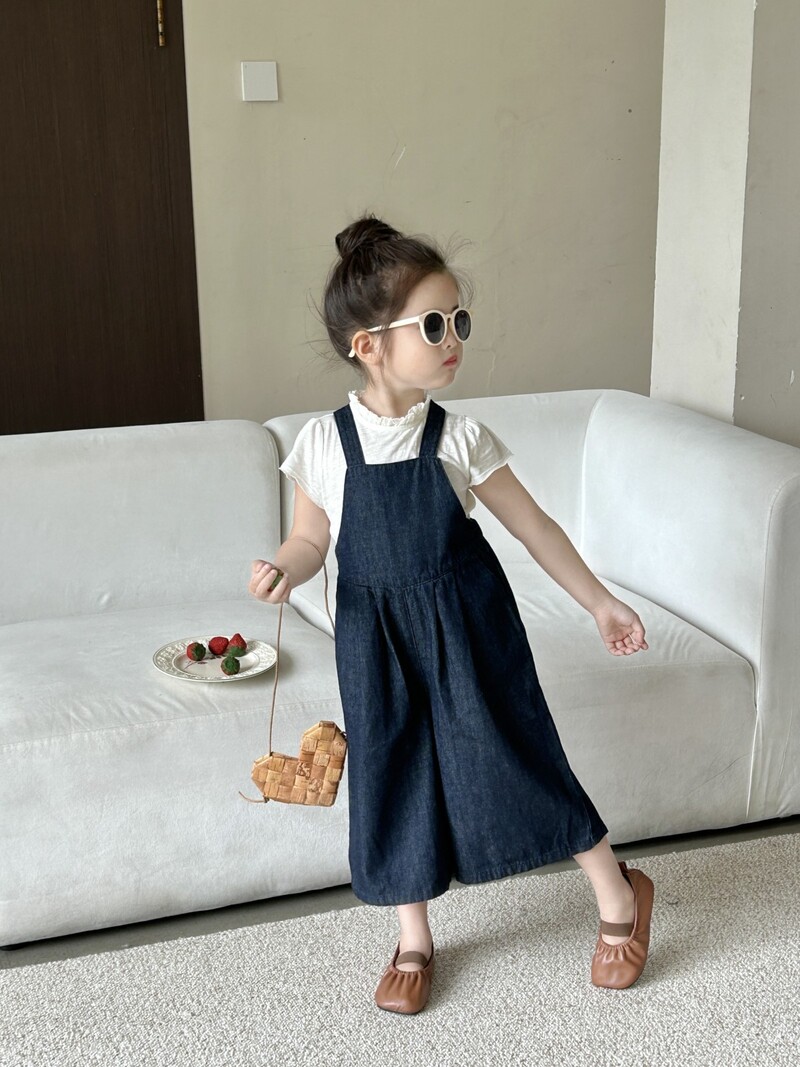 Dječji kombinezon, kombinezon za djevojčice, modni korejski stil za ljeto i proljeće 2024., nove djevojke, jednobojni mekani kombinezoni s hlačama