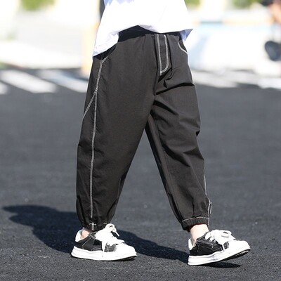 2023. aasta uue moe suvepüksid poiste spordipüksid, puuvillased püksid, elastse vöökohaga vabaaja püksid, poiste töörõivad, pahkluupüksid 5–14 a.