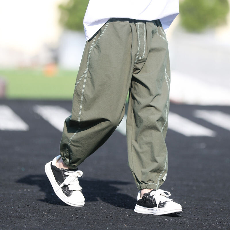 2023. aasta uue moe suvepüksid poiste spordipüksid, puuvillased püksid, elastse vöökohaga vabaaja püksid, poiste töörõivad, pahkluupüksid 5–14 a.