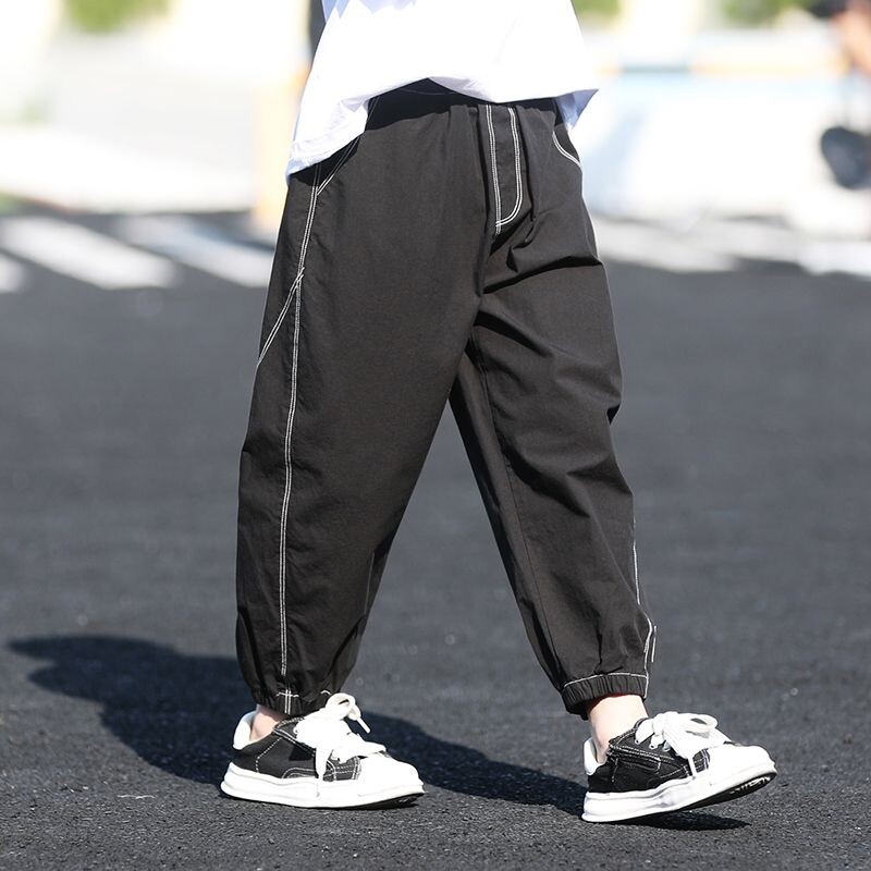 2023. aasta uue moe suvepüksid poiste spordipüksid, puuvillased püksid, elastse vöökohaga vabaaja püksid, poiste töörõivad, pahkluupüksid 5–14 a.