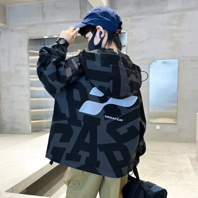 Dječaci 2024 Nova jakna Dječja jesenska zgodni kaputi s kapuljačom Dječje ležerne majice s vjetrovkama Dječja modna odjeća 3-12 godina