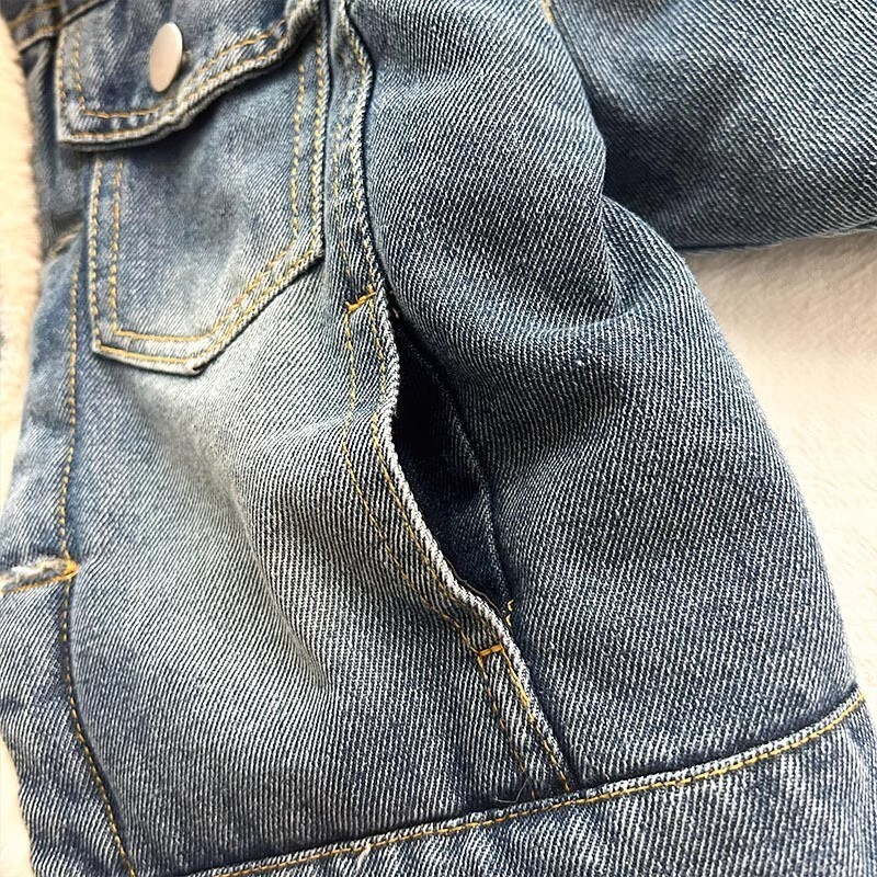 2024. Jakna za djevojčice i dječake, jesen, zima i kašmir, zadebljane traperice, kaput, dječja odjeća, topla modna dječja traper jakna od 2 do 10 godina.