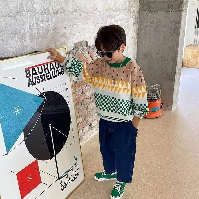 Stiilsed mitmekülgsed laste teksad 2024 uus mudel, vabaaja püksid, poisid, moodsad tänavarõivad, teksapüksid, puuvillased püksid