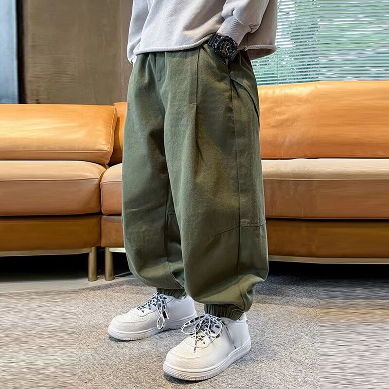 Korejske jednobojne tanke kargo hlače za dječake široke harem hlače od pamuka i lana Odjeća za dječake Dječja odjeća Jesenske hlače s elastičnim strukom