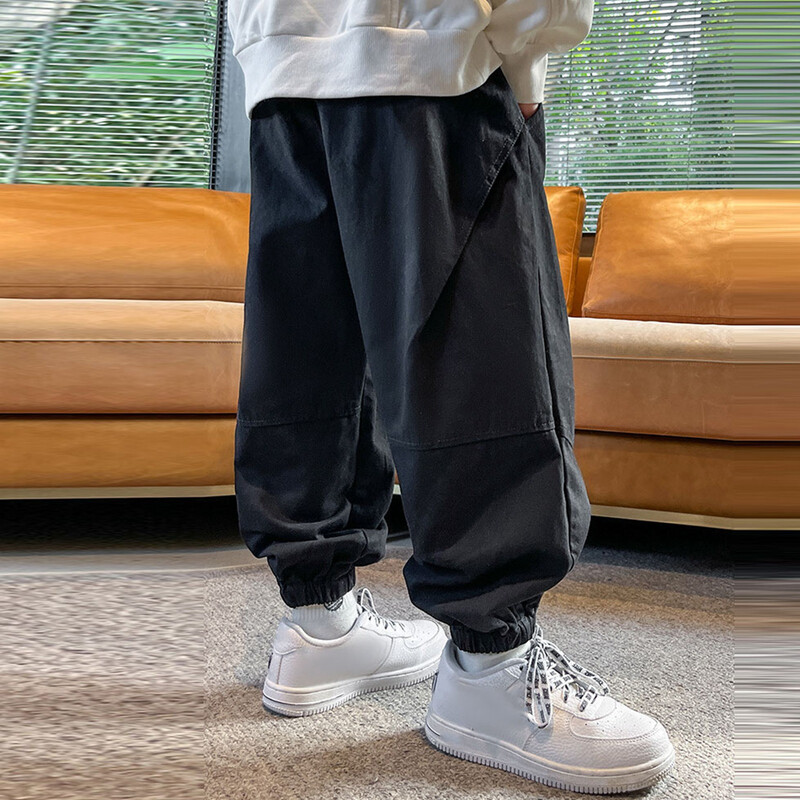 Korejske jednobojne tanke kargo hlače za dječake široke harem hlače od pamuka i lana Odjeća za dječake Dječja odjeća Jesenske hlače s elastičnim strukom