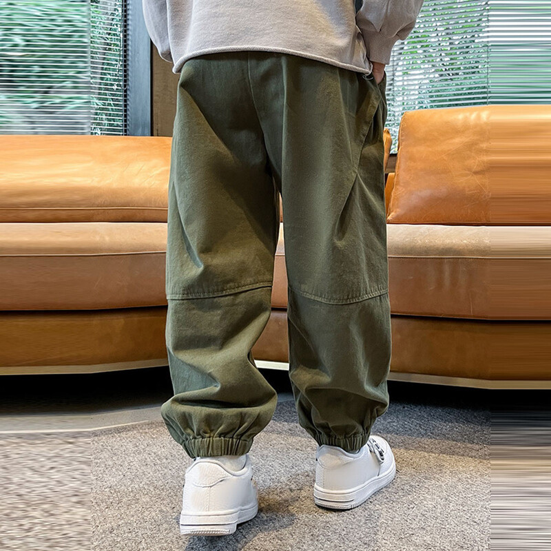 Korejske jednobojne tanke kargo hlače za dječake široke harem hlače od pamuka i lana Odjeća za dječake Dječja odjeća Jesenske hlače s elastičnim strukom