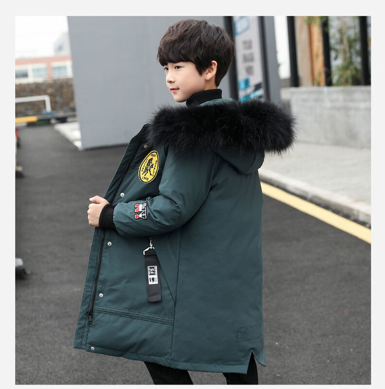 Nova zimska jakna za dječake iz 2023. Jednobojna duga stilska jakna za grijanje, zaštita od hladnoće Pamučne vjetrovke s kapuljačom za 4-14 godina