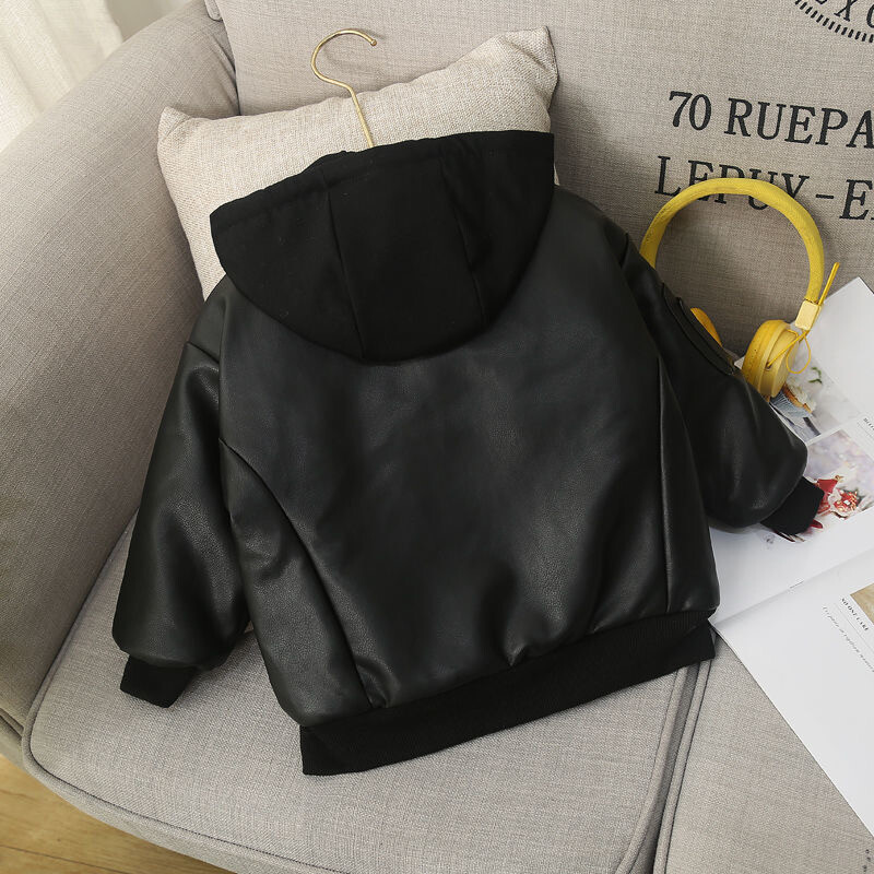 Zimska kožna jakna za dječake od 1 do 8 godina, debela topla pamučna dječja jakna, nova modna vodootporna dječja gornja odjeća s patentnim zatvaračem i kapuljačom