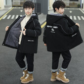 Dječački kaput Jakna Pamučna vjetrovka 2024 crna topla plus deblja trenirka proljeće jesen školska dječja odjeća