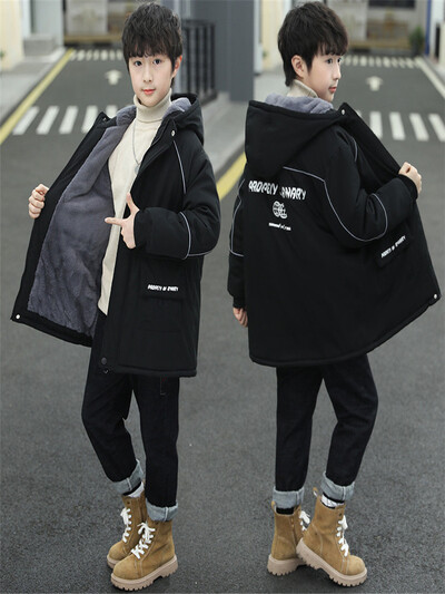 Dječački kaput Jakna Pamučna vjetrovka 2024 crna topla plus deblja trenirka proljeće jesen školska dječja odjeća