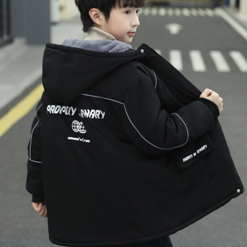 Dječački kaput Jakna Pamučna vjetrovka 2024 crna topla plus deblja trenirka proljeće jesen školska dječja odjeća