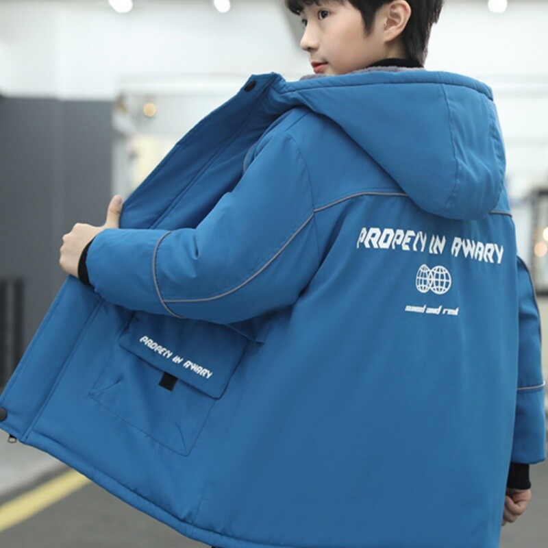 Dječački kaput Jakna Pamučna vjetrovka 2024 crna topla plus deblja trenirka proljeće jesen školska dječja odjeća