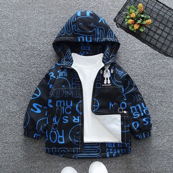 Kids Boys Windbreaker Φθινοπωρινό μπουφάν Μόδα με φερμουάρ Spicing Outerwear Cartoon Outdoors Letter Print Casual Clothing 2-12 Y