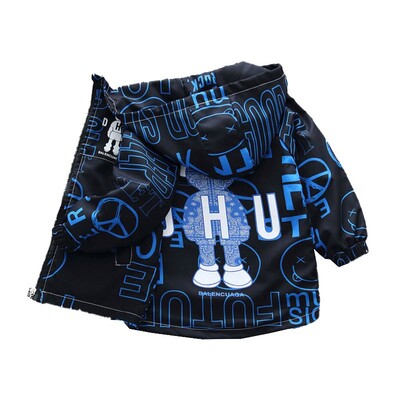 Kids Boys Windbreaker Φθινοπωρινό μπουφάν Μόδα με φερμουάρ Spicing Outerwear Cartoon Outdoors Letter Print Casual Clothing 2-12 Y