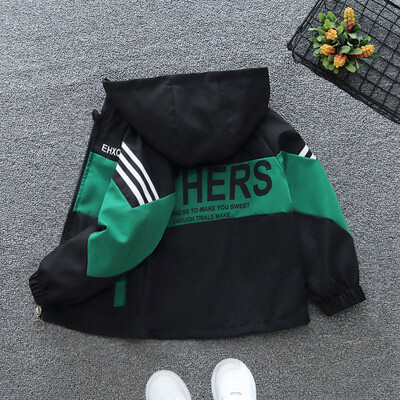 Korejska verzija Jakne s kapuljačom za dječake Proljeće Jesen Dječji kaput s patentnim zatvaračem Tanka vjetrovka Kaput Ležerna gornja odjeća s printom Dječja odjeća 2-12 godina