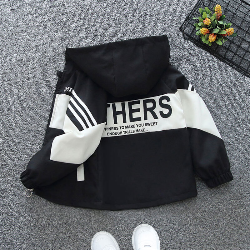 Korejska verzija Jakne s kapuljačom za dječake Proljeće Jesen Dječji kaput s patentnim zatvaračem Tanka vjetrovka Kaput Ležerna gornja odjeća s printom Dječja odjeća 2-12 godina