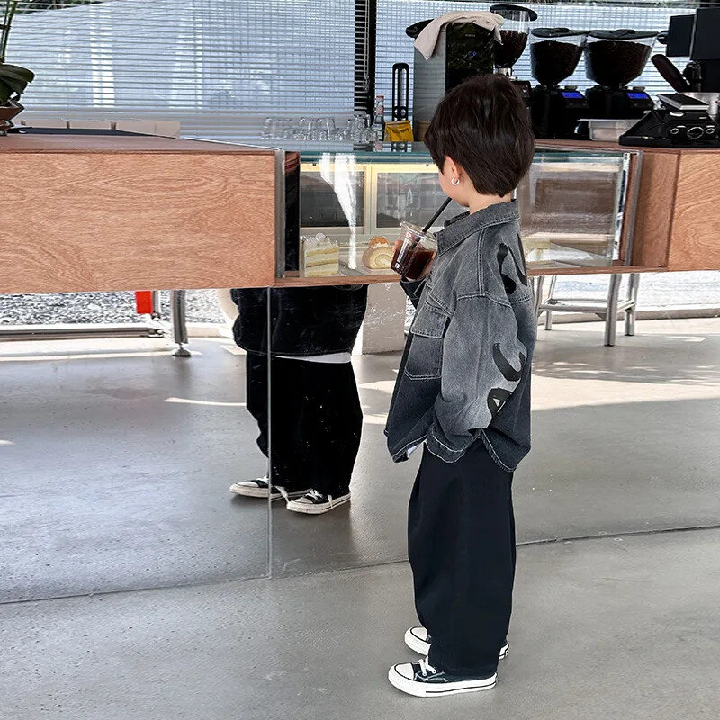 Lasteriided Poiss Korea stiil Ilus teksajakk 2024 kevad-sügis uus poistemood vabaaja isikupära teksamantel