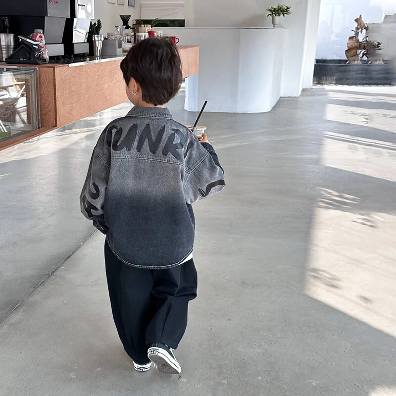 Lasteriided Poiss Korea stiil Ilus teksajakk 2024 kevad-sügis uus poistemood vabaaja isikupära teksamantel