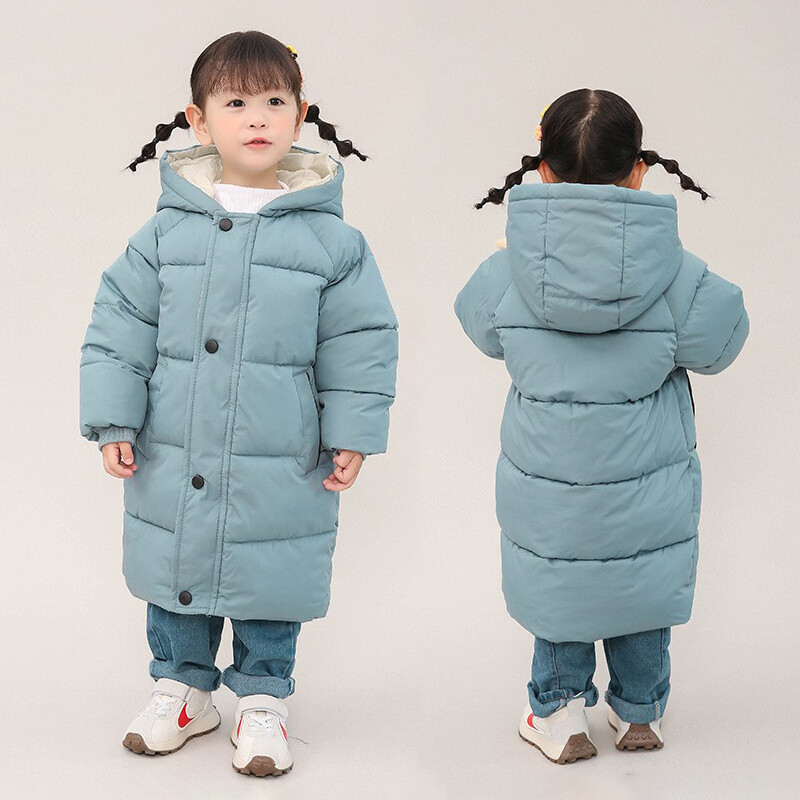 3-10 vana Laste puuvillane jope talve uus plüüs ja paksendatud sulejope meeste ja naiste keskmise pikkusega kapuutsiga soe jope