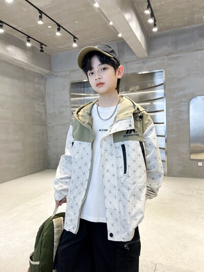 sprot jakne s kapuljačom za dječake s printom Crna bež 4 6 8 10 12 14 školski patentni zatvarač dječja gornja odjeća za dječake kolaž jakna dječji kaput