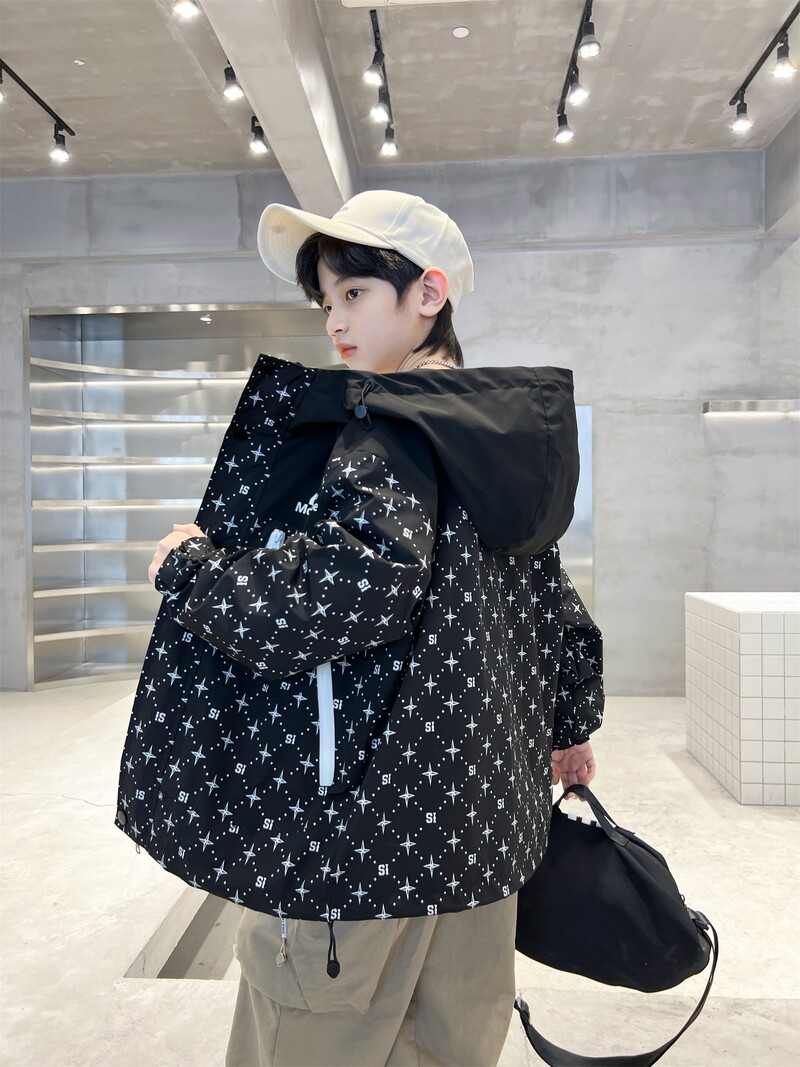 sprot jakne s kapuljačom za dječake s printom Crna bež 4 6 8 10 12 14 školski patentni zatvarač dječja gornja odjeća za dječake kolaž jakna dječji kaput