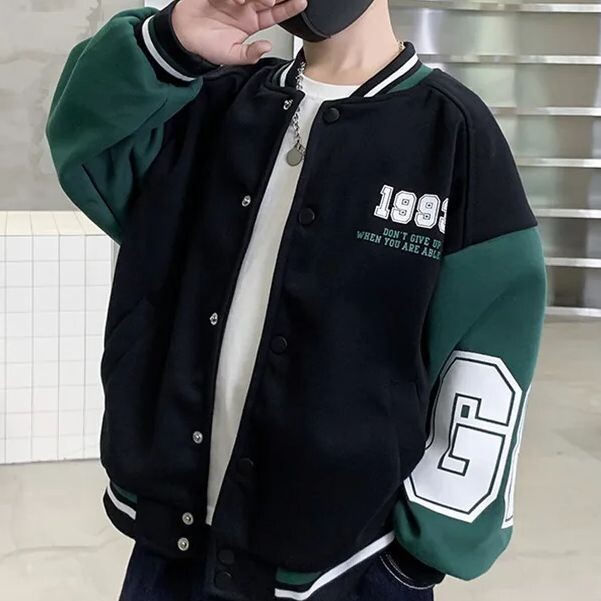 Poiste, tüdrukute 2024. aasta pesapallijope, pommitaja jakk lastele õhtumaise retrovärvi pealisriided poiste sügismoe kirjaga lastemantel vanuses 4–12 aastat