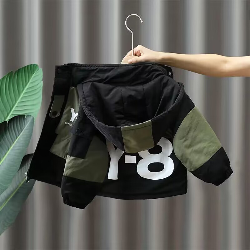 Pamučni kaput za dječake 2023. Jesen/zima Nova dječja zimska odjeća Pamučna jakna Dječja zimska zadebljana parka s kapuljačom