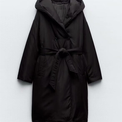 Novi proizvod UNIZERA jesen/zima 2023. Nova ženska modna ležerna vjetrovka s remenom i kapuljačom, pamučni kaput