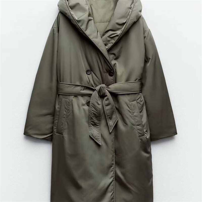 Novi proizvod UNIZERA jesen/zima 2023. Nova ženska modna ležerna vjetrovka s remenom i kapuljačom, pamučni kaput