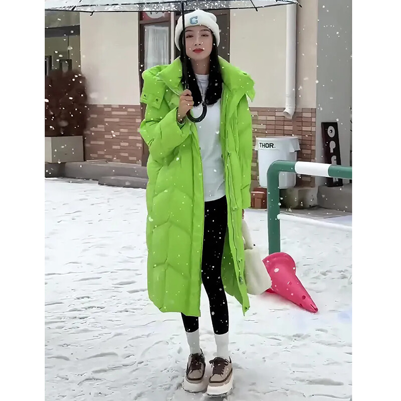 Дамско памучно палто с качулка, ново зимно зимно палто за 2024 г., корейско, дебело, топло парка с висока яка, свободно, тънко, уютно яке, връхни дрехи, дамско