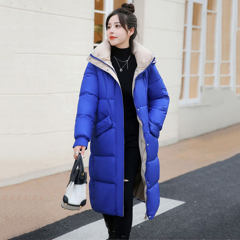 Nova ženska zimska parka jakna za 2023. Dugi kaput s kapuljačom Topla pamučna jakna Uska parka podstavljena široka ženska kaputi za studente