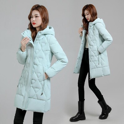Talvised paksud kapuutsiga pikad parkmantlid Naiste vabaaja mantlid, õhukesed, soojad tuulekindlad puuvillased polsterdatud jakid Korea lumerõivad chaquetas