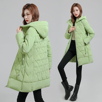 Talvised paksud kapuutsiga pikad parkmantlid Naiste vabaaja mantlid, õhukesed, soojad tuulekindlad puuvillased polsterdatud jakid Korea lumerõivad chaquetas