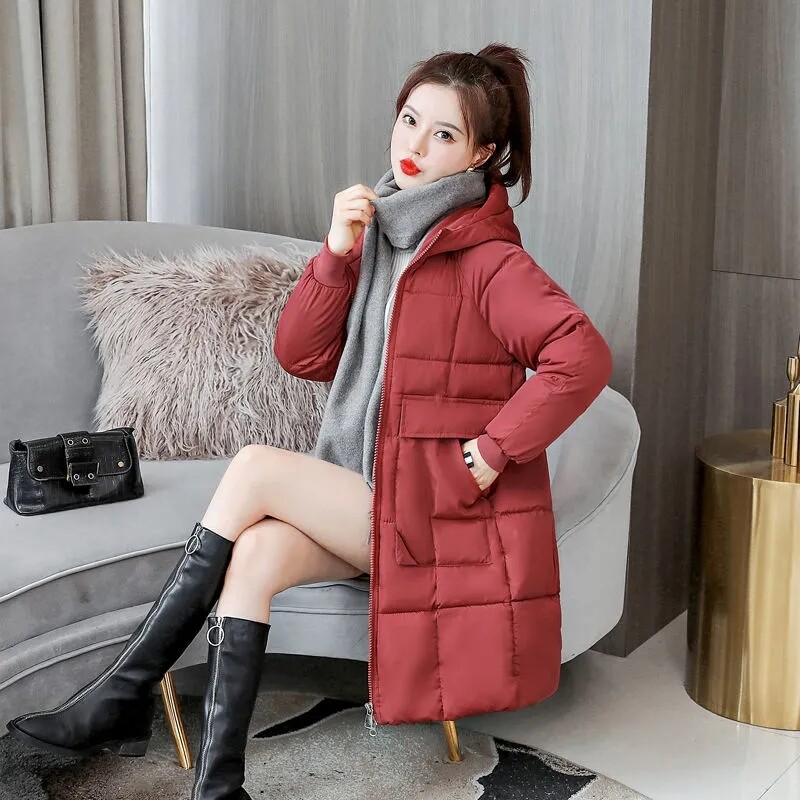 2023. aasta uus naiste talvejope Parka pikk mantel Causal Famale mantel Paks puuvillane polsterdatud jakk Paks Parkas Outwear