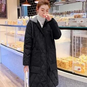 Ženska zimska jakna s kapuljačom i dugim rukavima, široka, topla, karirana ležerna prošivena jakna Ženska odjeća