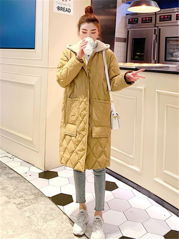 Ženska zimska jakna s kapuljačom i dugim rukavima, široka, topla, karirana ležerna prošivena jakna Ženska odjeća