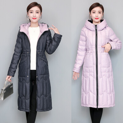 2021. Nova duga donja jakna Ženska zimska uska topla dvostrana jakna Ženska ultra lagana donja jakna s kapuljačom Kaput