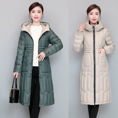 2021. Nova duga donja jakna Ženska zimska uska topla dvostrana jakna Ženska ultra lagana donja jakna s kapuljačom Kaput