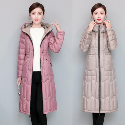 2021. Nova duga donja jakna Ženska zimska uska topla dvostrana jakna Ženska ultra lagana donja jakna s kapuljačom Kaput