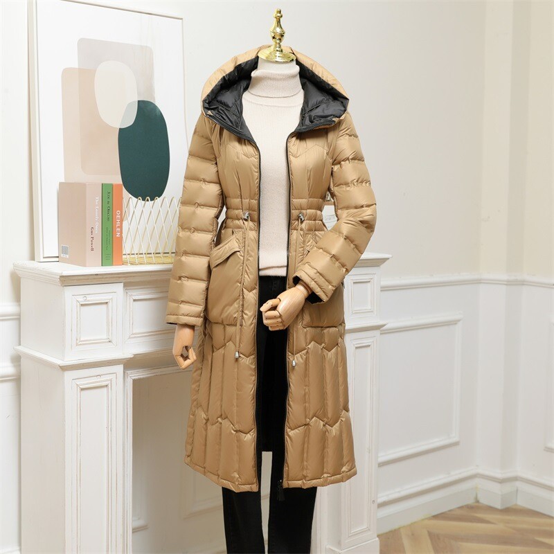 2021. Nova duga donja jakna Ženska zimska uska topla dvostrana jakna Ženska ultra lagana donja jakna s kapuljačom Kaput