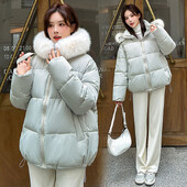 Jachetă scurtă groasă cu glugă de iarnă pentru femei