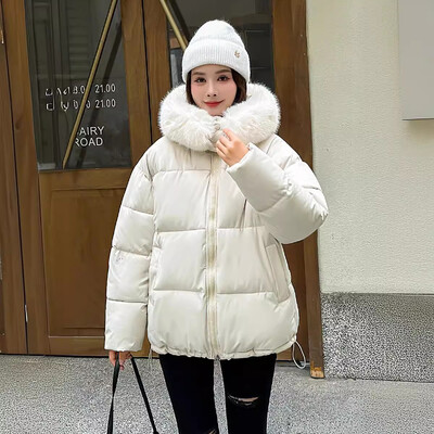 Jachetă scurtă groasă cu glugă de iarnă pentru femei