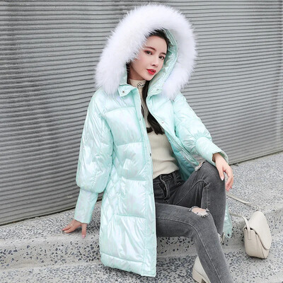 Sjajna zimska jakna Ženska topla duga jakna s krznenim ovratnikom 2022. Pamučna ženska pufer jakna s kapuljačom Ženski elegantni kaput s parkom