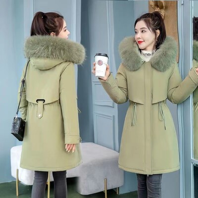 2023 Parka supradimensionată 6XL pentru femeie iarnă Jachetă nouă de căptușeală de lână, haină groasă pentru femei, cu glugă, căptușită caldă, parka lungă de zăpadă
