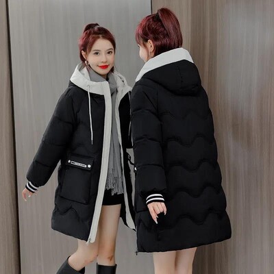 2023. aasta uus naiste udusulg Puuvillane mantel Talvejope Naiste suur lahtine pargid paksendavad Välisriided hoiavad soojas Keskmise stiiliga mantel