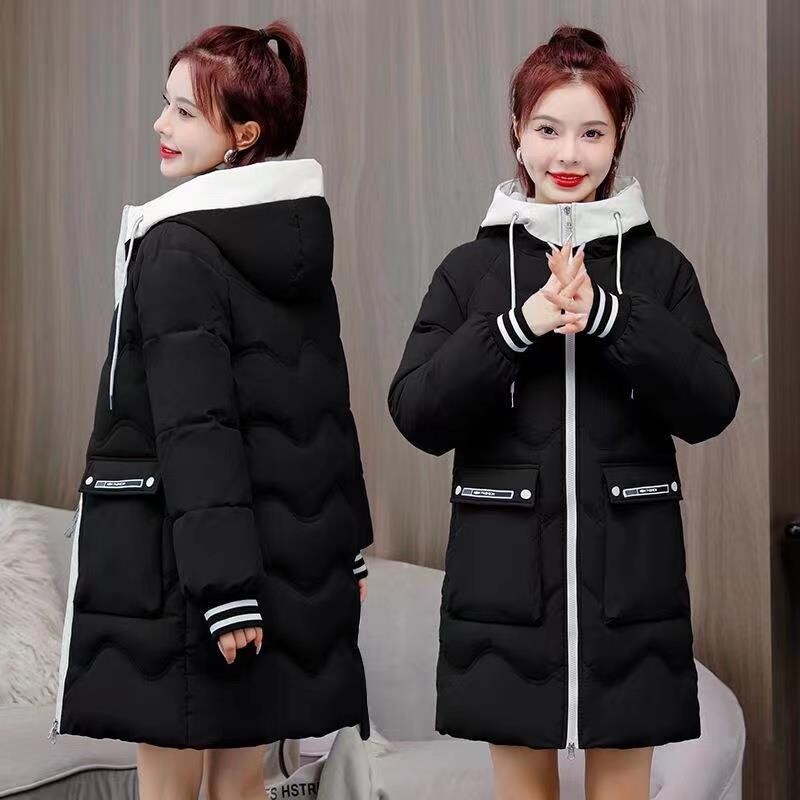 2023. aasta uus naiste udusulg Puuvillane mantel Talvejope Naiste suur lahtine pargid paksendavad Välisriided hoiavad soojas Keskmise stiiliga mantel