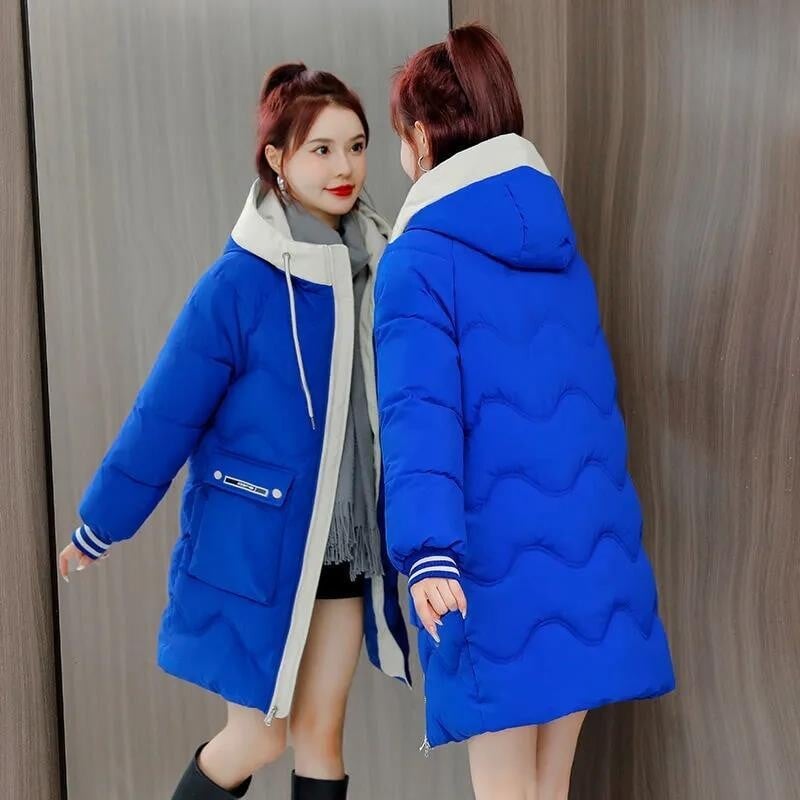 2023. aasta uus naiste udusulg Puuvillane mantel Talvejope Naiste suur lahtine pargid paksendavad Välisriided hoiavad soojas Keskmise stiiliga mantel